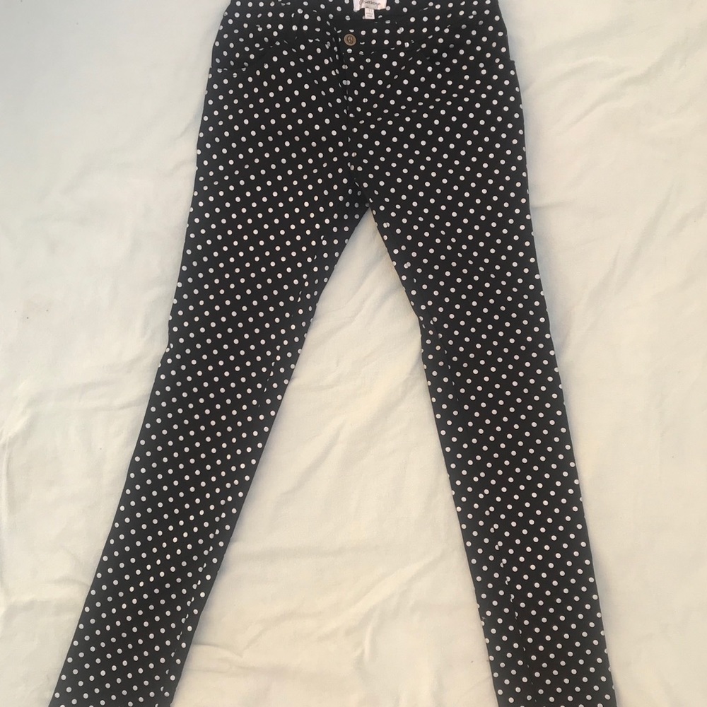 Olsenboye Black & Silver Polka Dotted Skinny Jeans